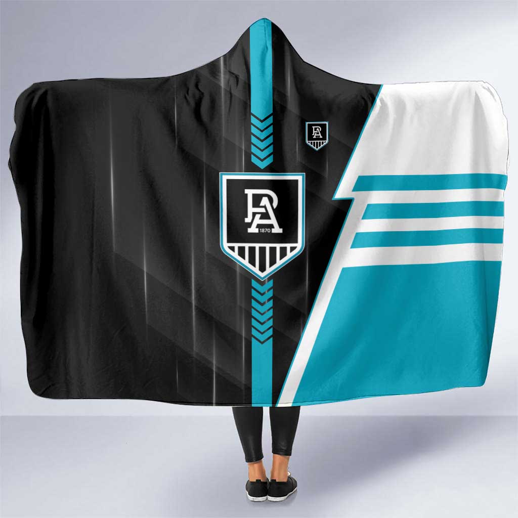 Port Adelaide Power Hooded Blanket Modern Geometric Sports Graphic Style