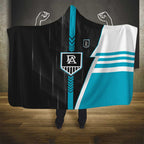 Port Adelaide Power Hooded Blanket Modern Geometric Sports Graphic Style