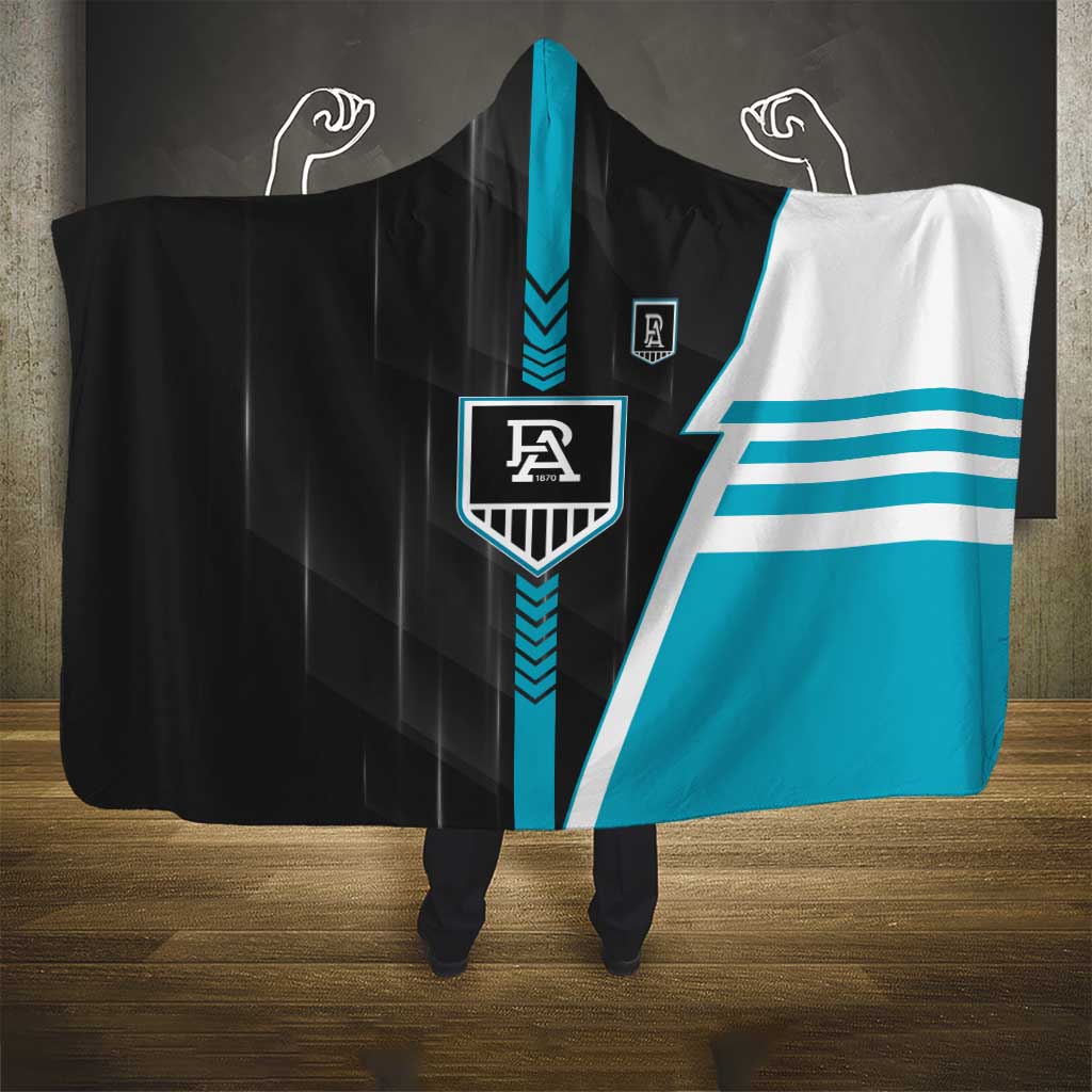 Port Adelaide Power Hooded Blanket Modern Geometric Sports Graphic Style