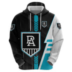 Personalized Port Adelaide Power Hoodie Modern Geometric Sports Graphic Style