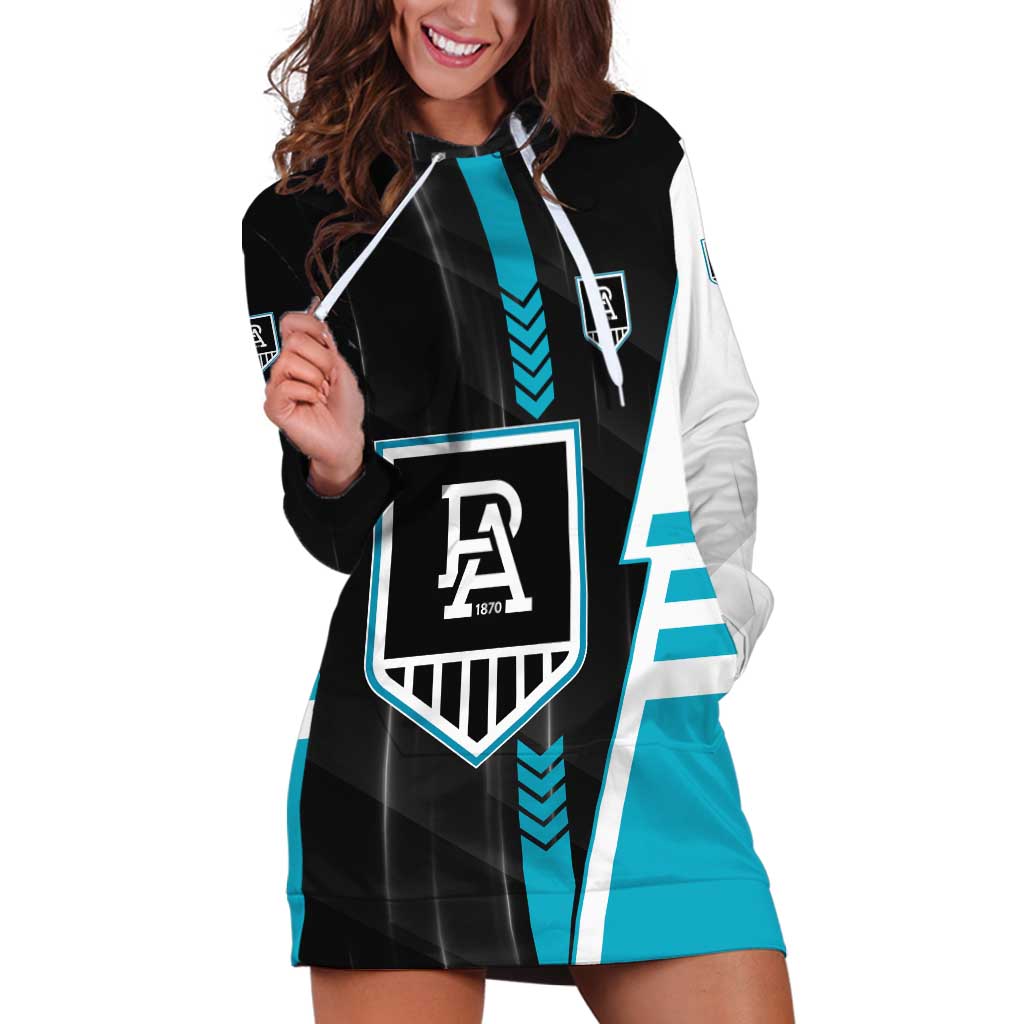 Personalized Port Adelaide Power Hoodie Dress Modern Geometric Sports Graphic Style