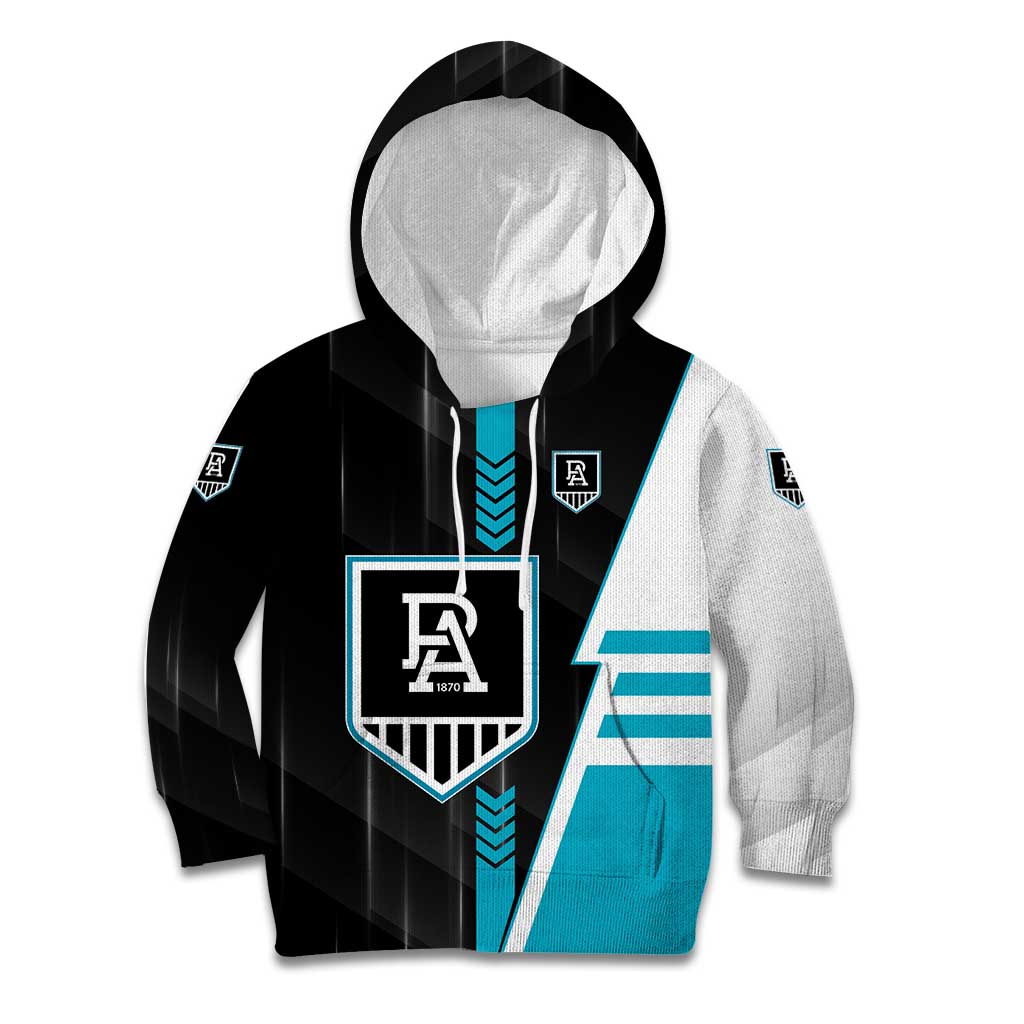 Personalized Port Adelaide Power Kid Hoodie Modern Geometric Sports Graphic Style