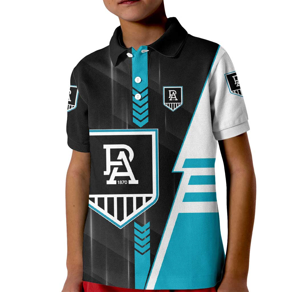 Personalized Port Adelaide Power Kid Polo Shirt Modern Geometric Sports Graphic Style