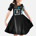 Personalized Port Adelaide Power Kid Short Sleeve Dress Modern Geometric Sports Graphic Style