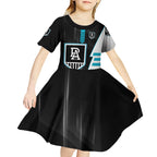 Personalized Port Adelaide Power Kid Short Sleeve Dress Modern Geometric Sports Graphic Style