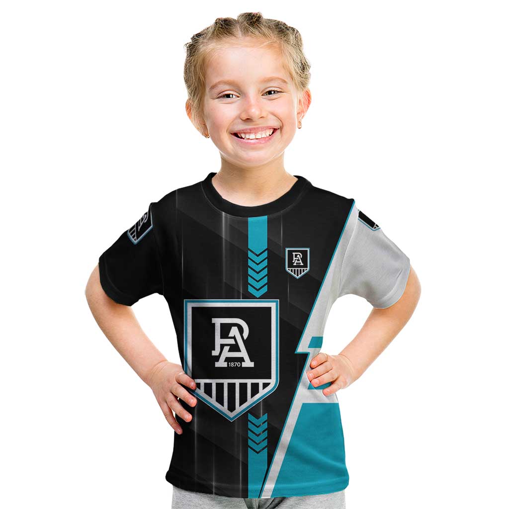 Personalized Port Adelaide Power Kid T Shirt Modern Geometric Sports Graphic Style
