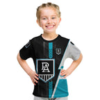 Personalized Port Adelaide Power Kid T Shirt Modern Geometric Sports Graphic Style