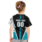Personalized Port Adelaide Power Kid T Shirt Modern Geometric Sports Graphic Style