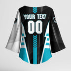 Personalized Port Adelaide Power Kimono Sleeve Blouse Modern Geometric Sports Graphic Style
