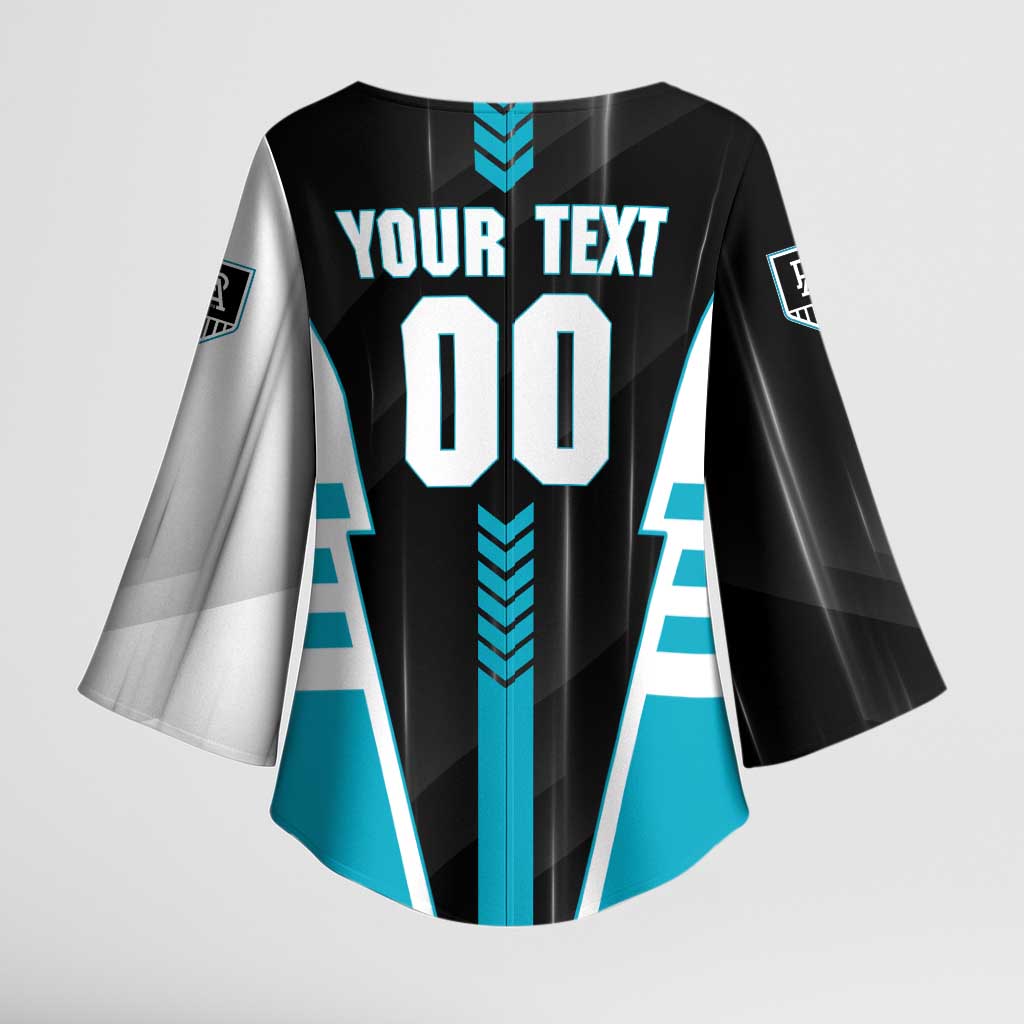 Personalized Port Adelaide Power Kimono Sleeve Blouse Modern Geometric Sports Graphic Style