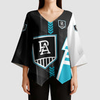 Personalized Port Adelaide Power Kimono Sleeve Blouse Modern Geometric Sports Graphic Style