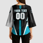 Personalized Port Adelaide Power Kimono Sleeve Blouse Modern Geometric Sports Graphic Style