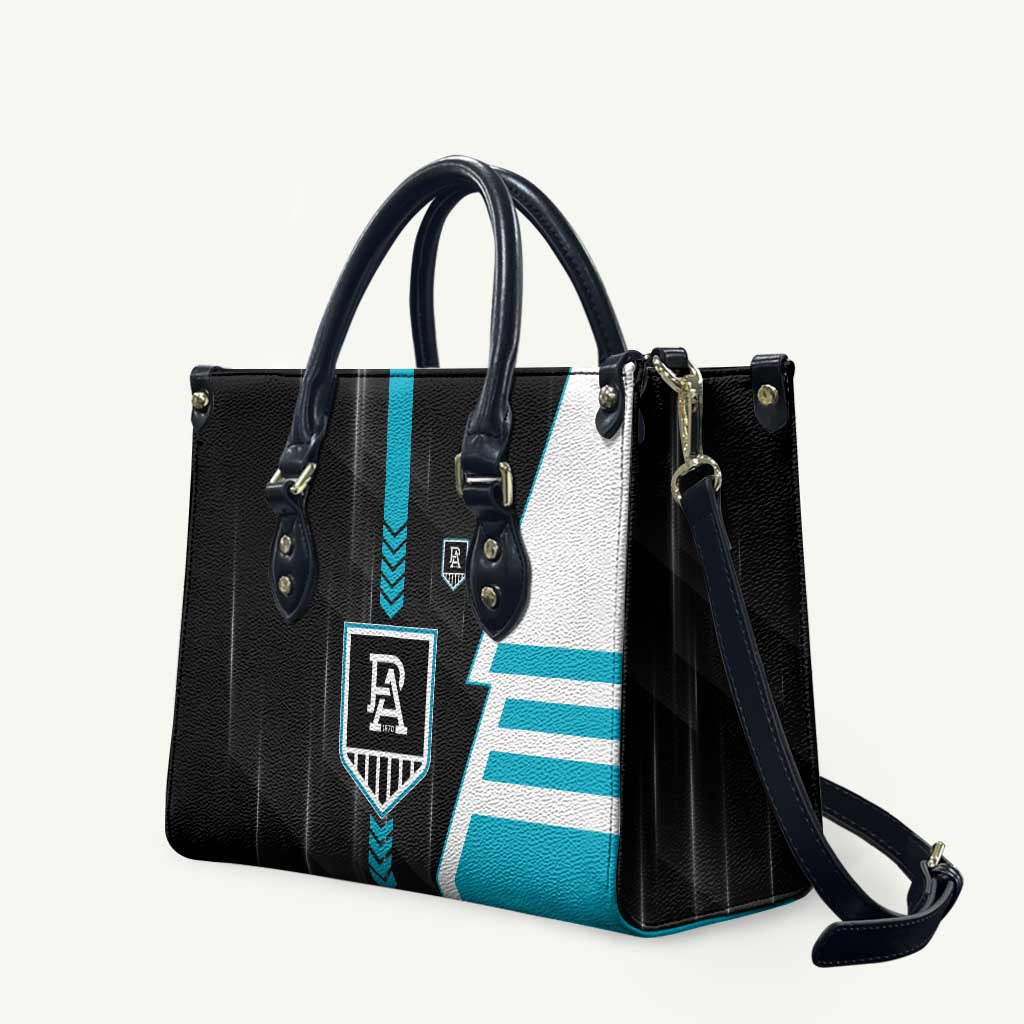 Port Adelaide Power Leather Bag Modern Geometric Sports Graphic Style