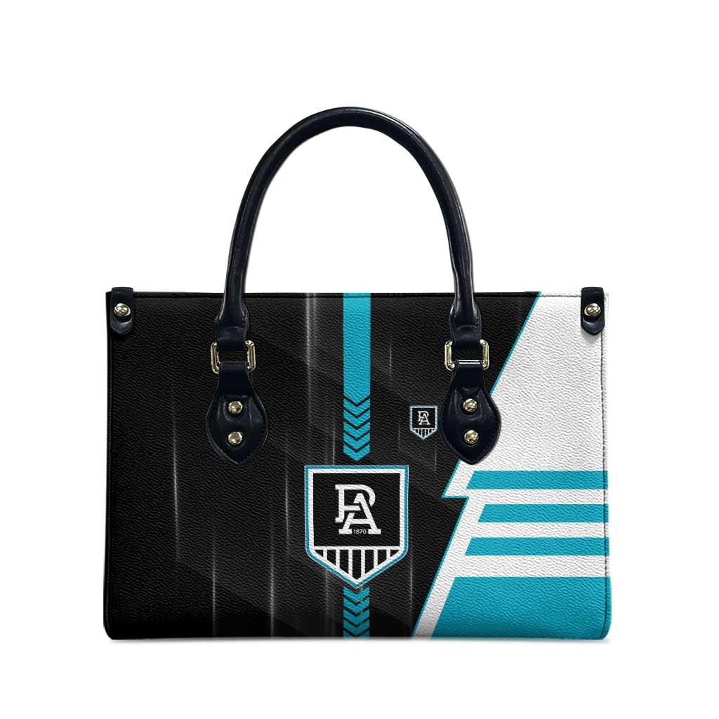 Port Adelaide Power Leather Bag Modern Geometric Sports Graphic Style