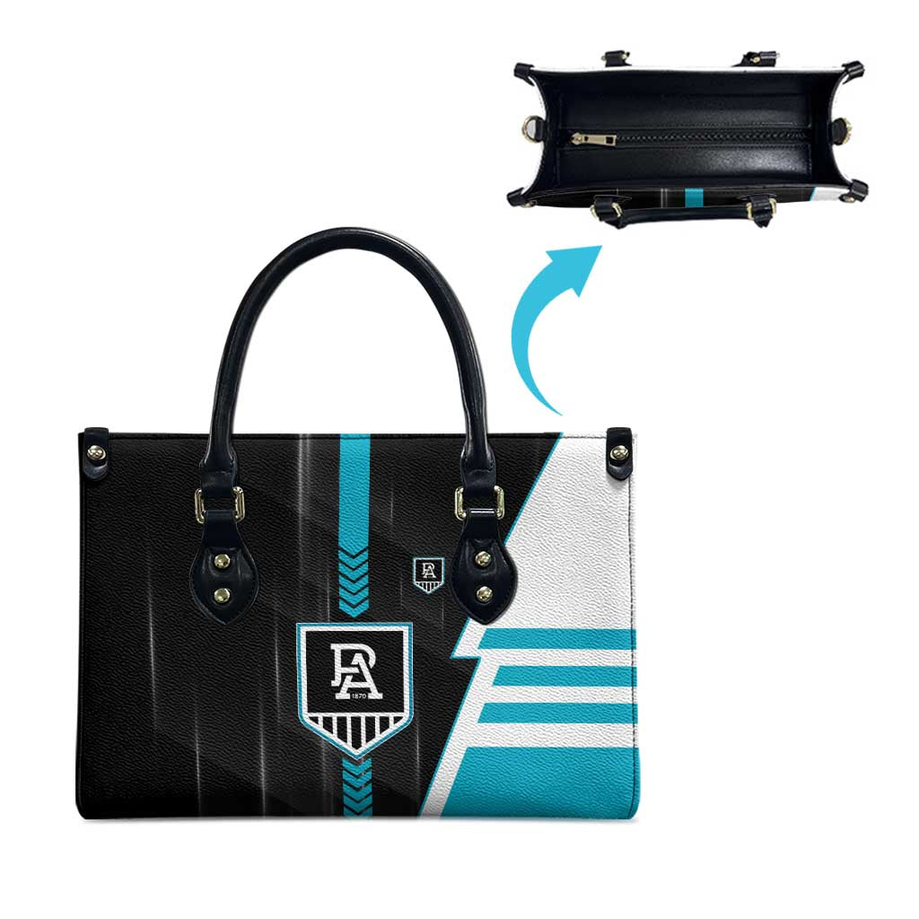 Port Adelaide Power Leather Bag Modern Geometric Sports Graphic Style