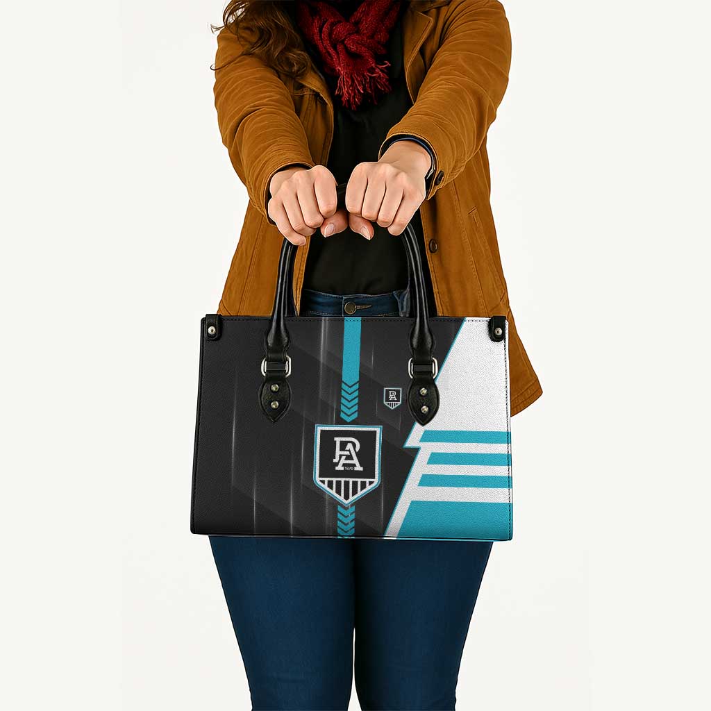 Port Adelaide Power Leather Bag Modern Geometric Sports Graphic Style