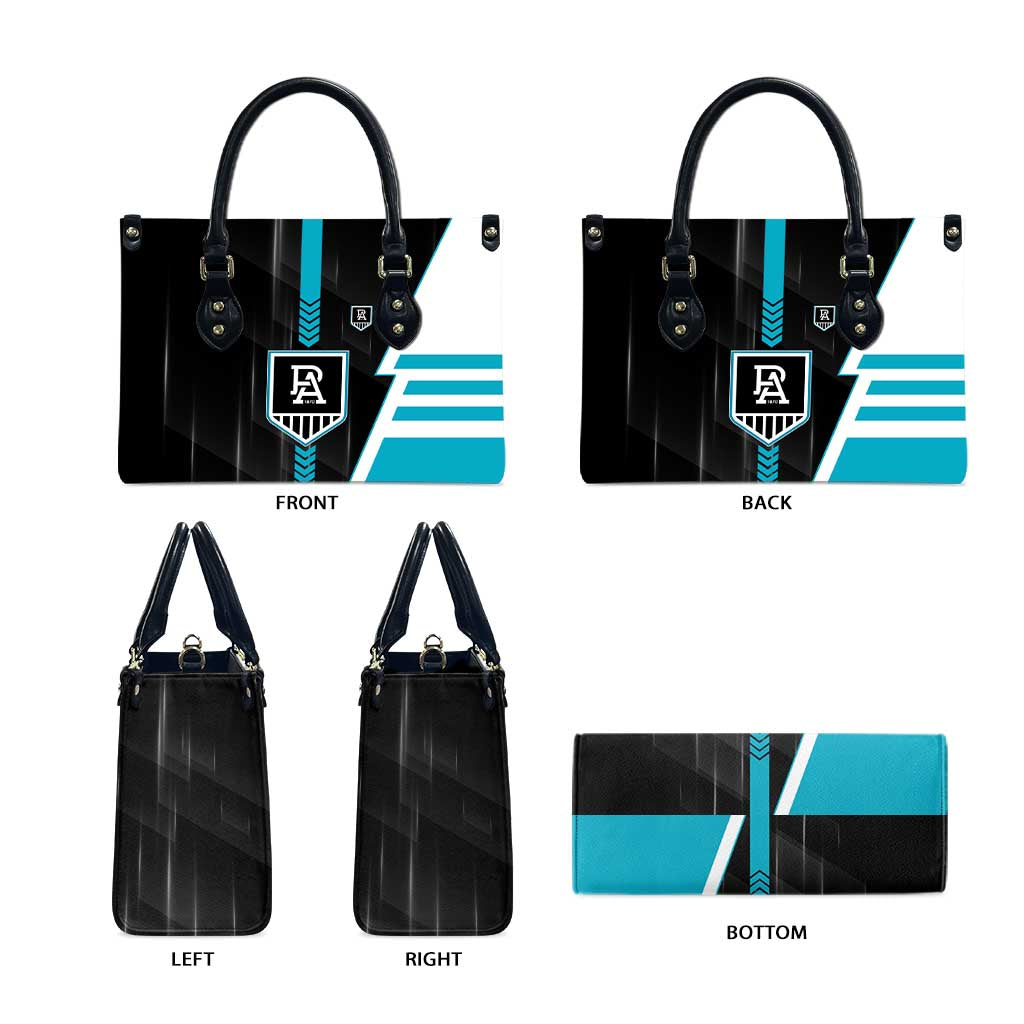 Port Adelaide Power Leather Bag Modern Geometric Sports Graphic Style