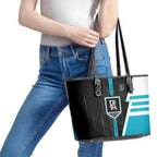 Port Adelaide Power Leather Tote Bag Modern Geometric Sports Graphic Style