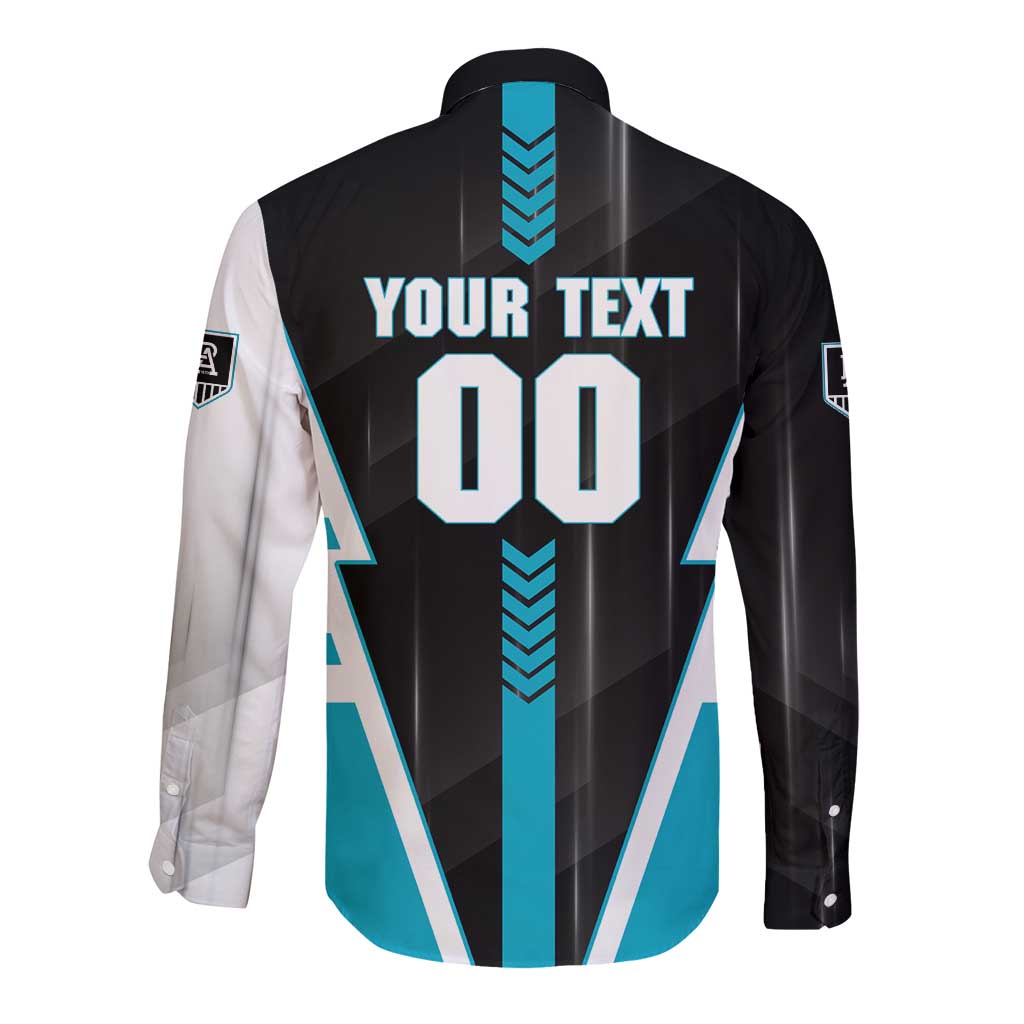 Personalized Port Adelaide Power Long Sleeve Button Shirt Modern Geometric Sports Graphic Style