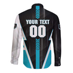 Personalized Port Adelaide Power Long Sleeve Button Shirt Modern Geometric Sports Graphic Style