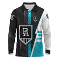Personalized Port Adelaide Power Long Sleeve Polo Shirt Modern Geometric Sports Graphic Style