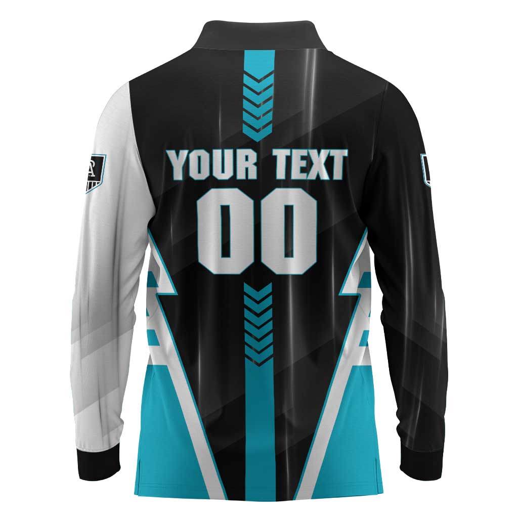 Personalized Port Adelaide Power Long Sleeve Polo Shirt Modern Geometric Sports Graphic Style