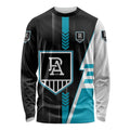 Personalized Port Adelaide Power Long Sleeve Shirt Modern Geometric Sports Graphic Style