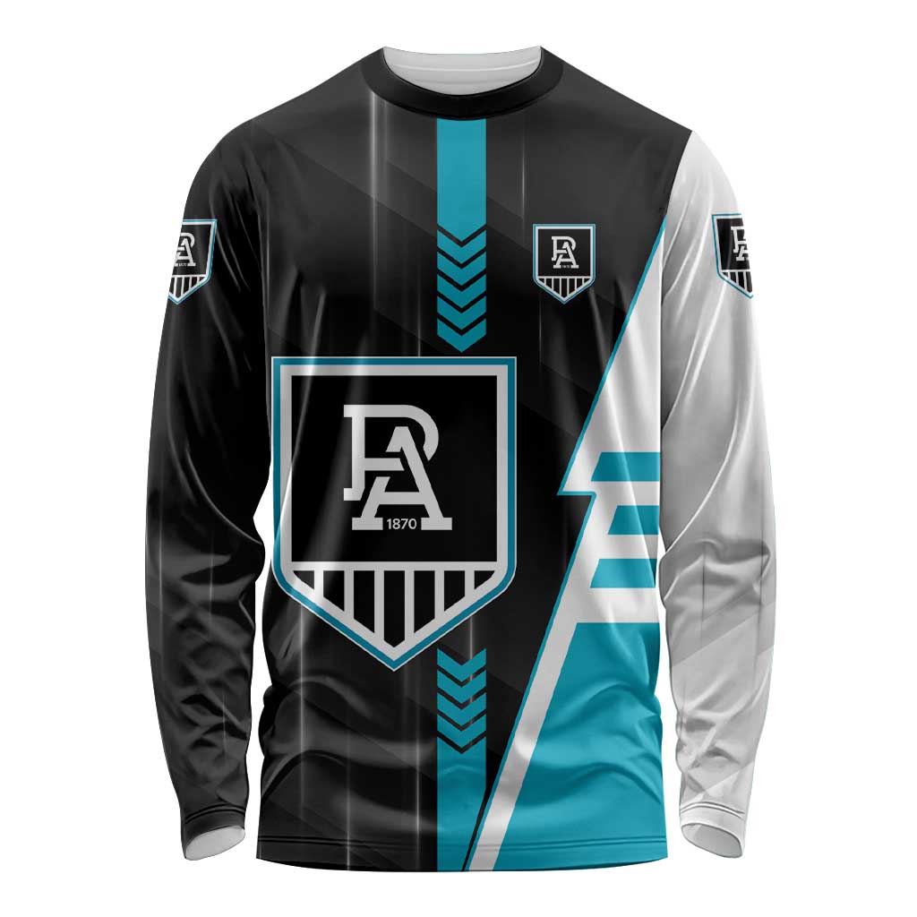 Personalized Port Adelaide Power Long Sleeve Shirt Modern Geometric Sports Graphic Style