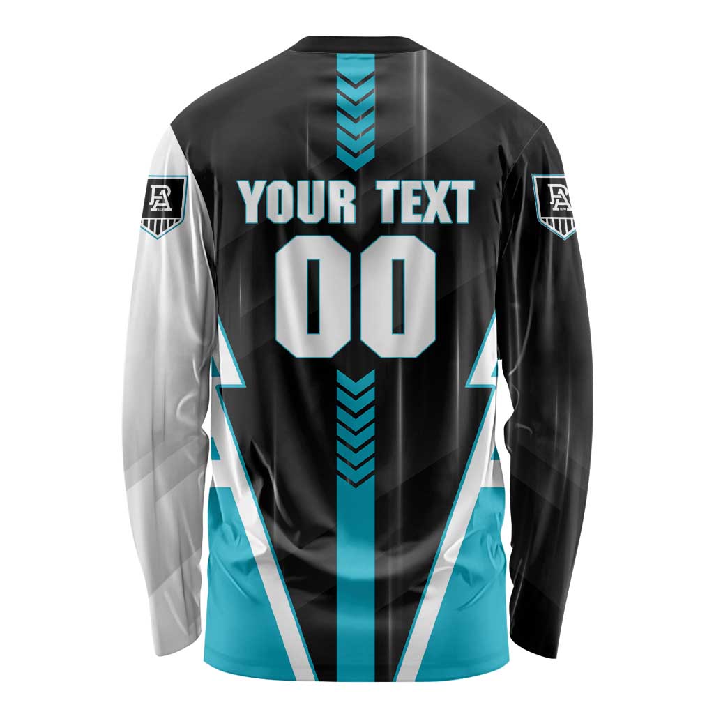 Personalized Port Adelaide Power Long Sleeve Shirt Modern Geometric Sports Graphic Style