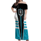 Personalized Port Adelaide Power Off Shoulder Maxi Dress Modern Geometric Sports Graphic Style