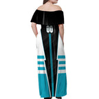 Personalized Port Adelaide Power Off Shoulder Maxi Dress Modern Geometric Sports Graphic Style