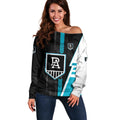 Personalized Port Adelaide Power Off Shoulder Sweater Modern Geometric Sports Graphic Style
