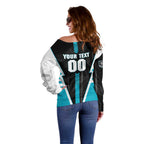 Personalized Port Adelaide Power Off Shoulder Sweater Modern Geometric Sports Graphic Style