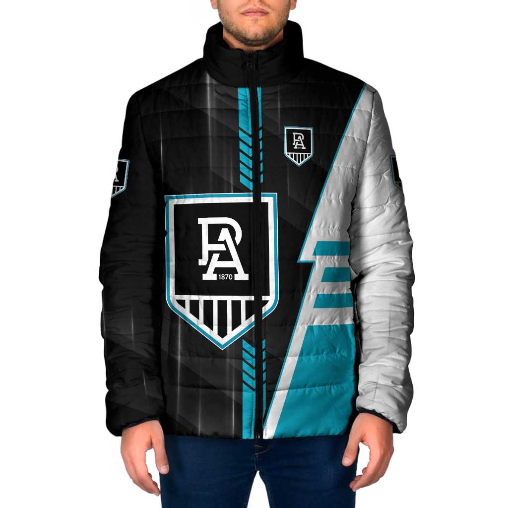 Personalized Port Adelaide Power Padded Jacket Modern Geometric Sports Graphic Style
