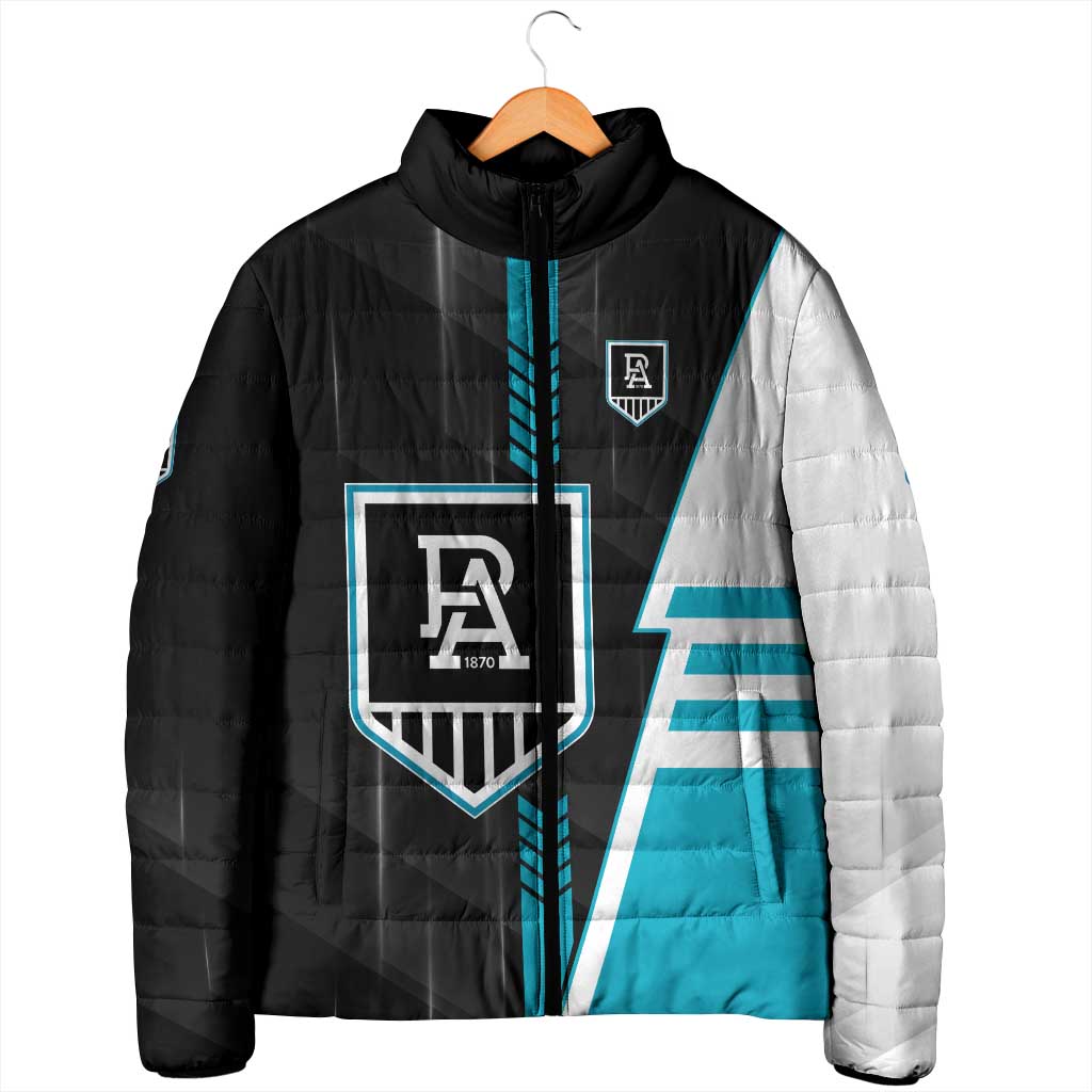 Personalized Port Adelaide Power Padded Jacket Modern Geometric Sports Graphic Style