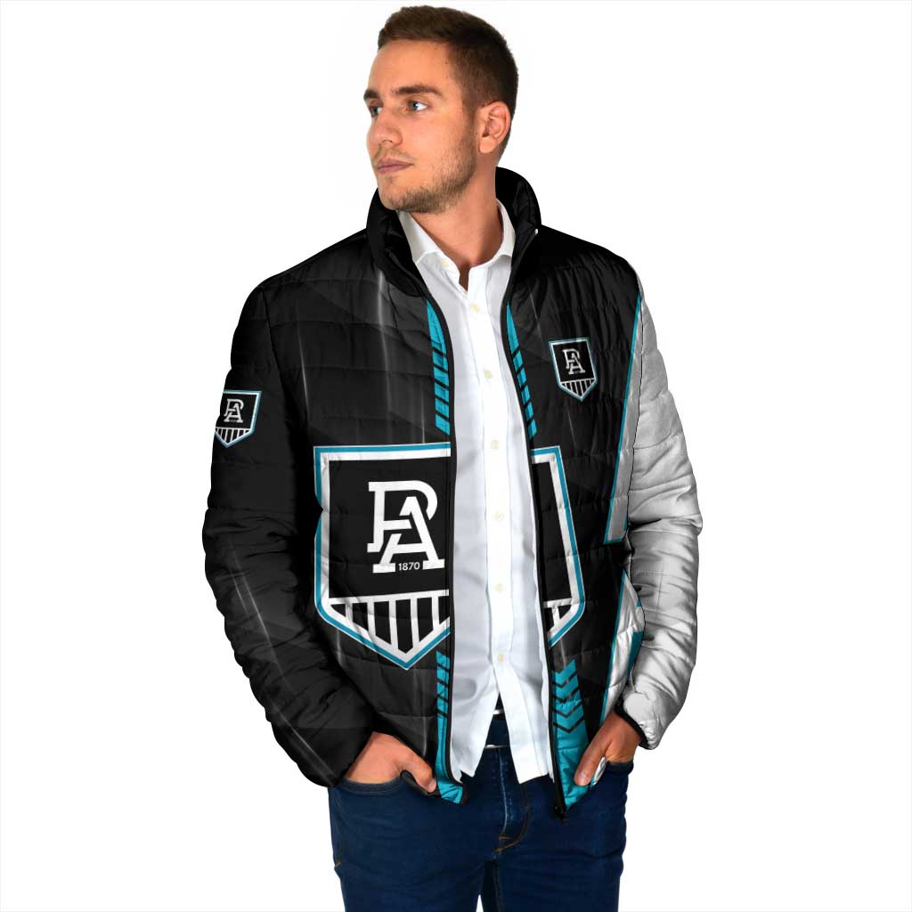 Personalized Port Adelaide Power Padded Jacket Modern Geometric Sports Graphic Style