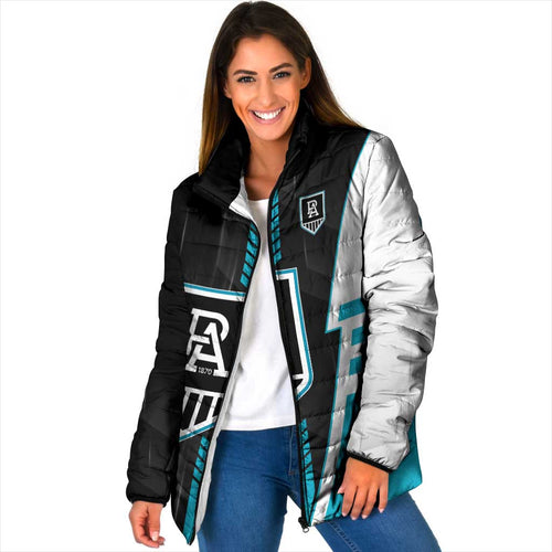Personalized Port Adelaide Power Padded Jacket Modern Geometric Sports Graphic Style