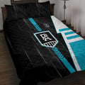 Port Adelaide Power Quilt Bed Set Modern Geometric Sports Graphic Style