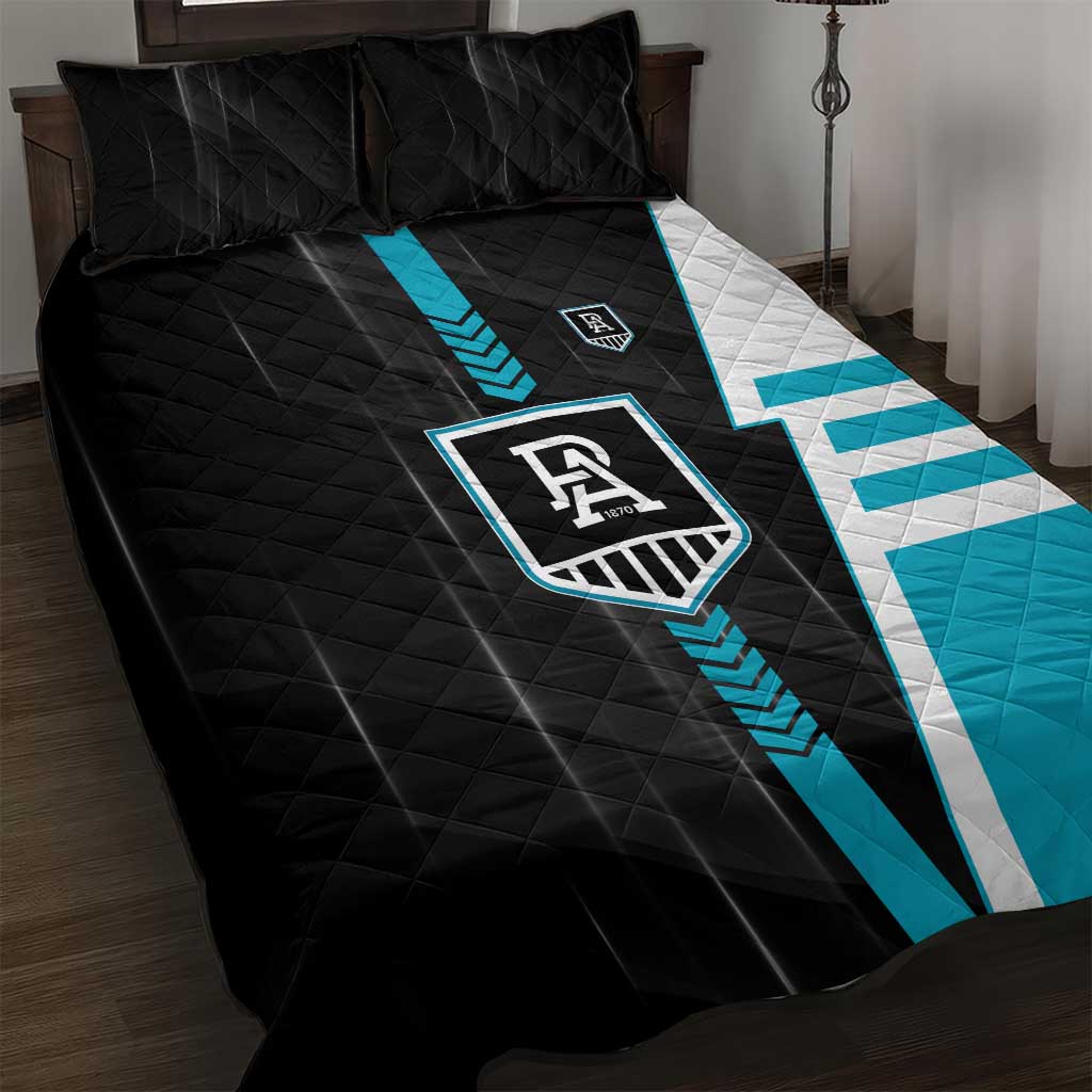 Port Adelaide Power Quilt Bed Set Modern Geometric Sports Graphic Style