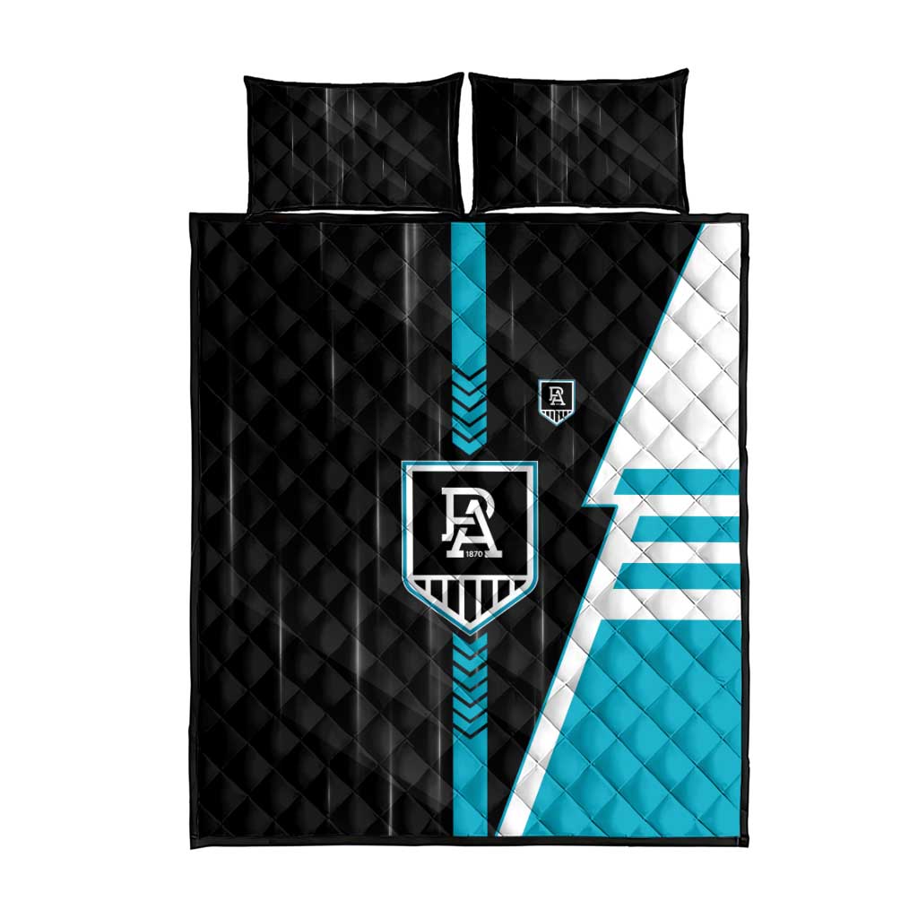 Port Adelaide Power Quilt Bed Set Modern Geometric Sports Graphic Style