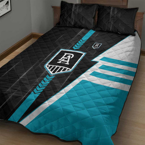 Port Adelaide Power Quilt Bed Set Modern Geometric Sports Graphic Style