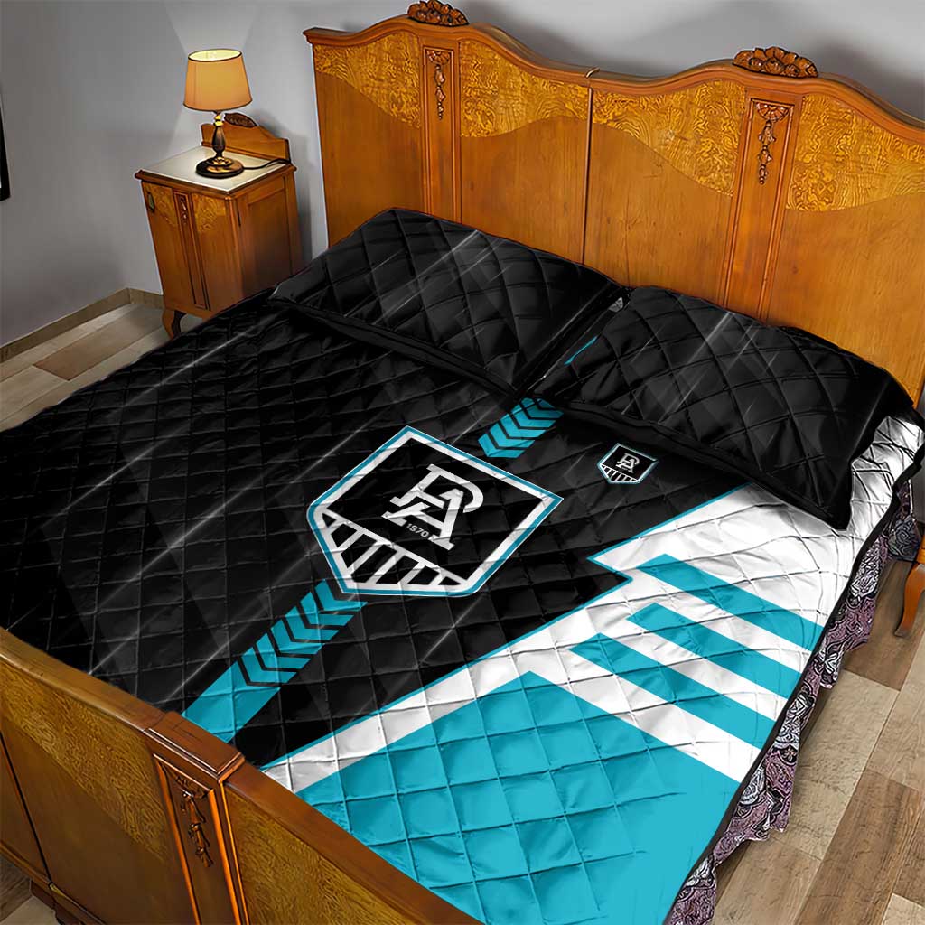 Port Adelaide Power Quilt Bed Set Modern Geometric Sports Graphic Style
