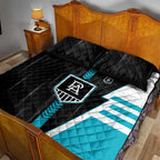 Port Adelaide Power Quilt Bed Set Modern Geometric Sports Graphic Style