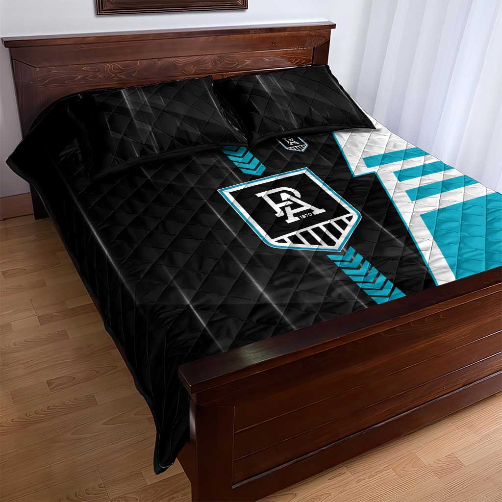 Port Adelaide Power Quilt Bed Set Modern Geometric Sports Graphic Style