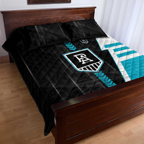 Port Adelaide Power Quilt Bed Set Modern Geometric Sports Graphic Style