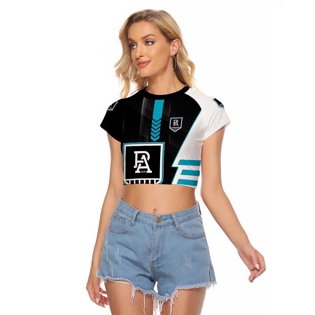 Personalized Port Adelaide Power Raglan Cropped T Shirt Modern Geometric Sports Graphic Style