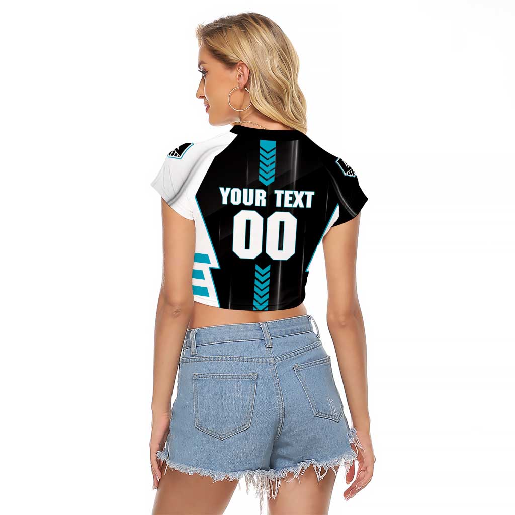 Personalized Port Adelaide Power Raglan Cropped T Shirt Modern Geometric Sports Graphic Style