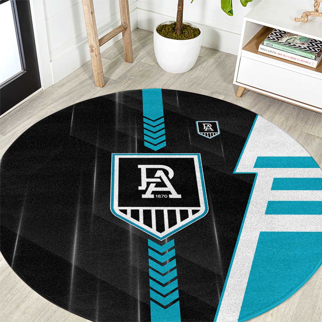Port Adelaide Power Round Carpet Modern Geometric Sports Graphic Style
