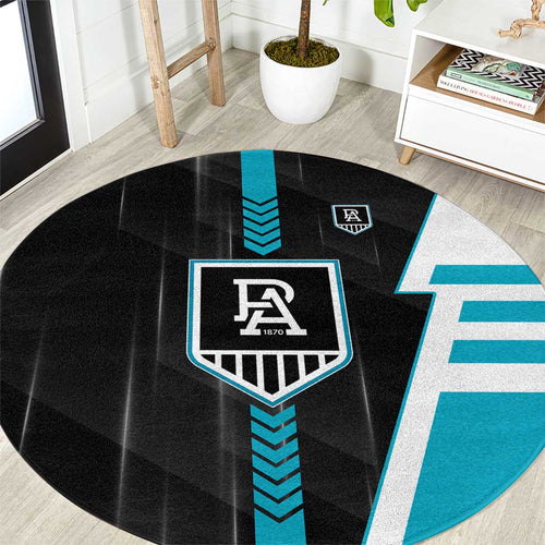 Port Adelaide Power Round Carpet Modern Geometric Sports Graphic Style