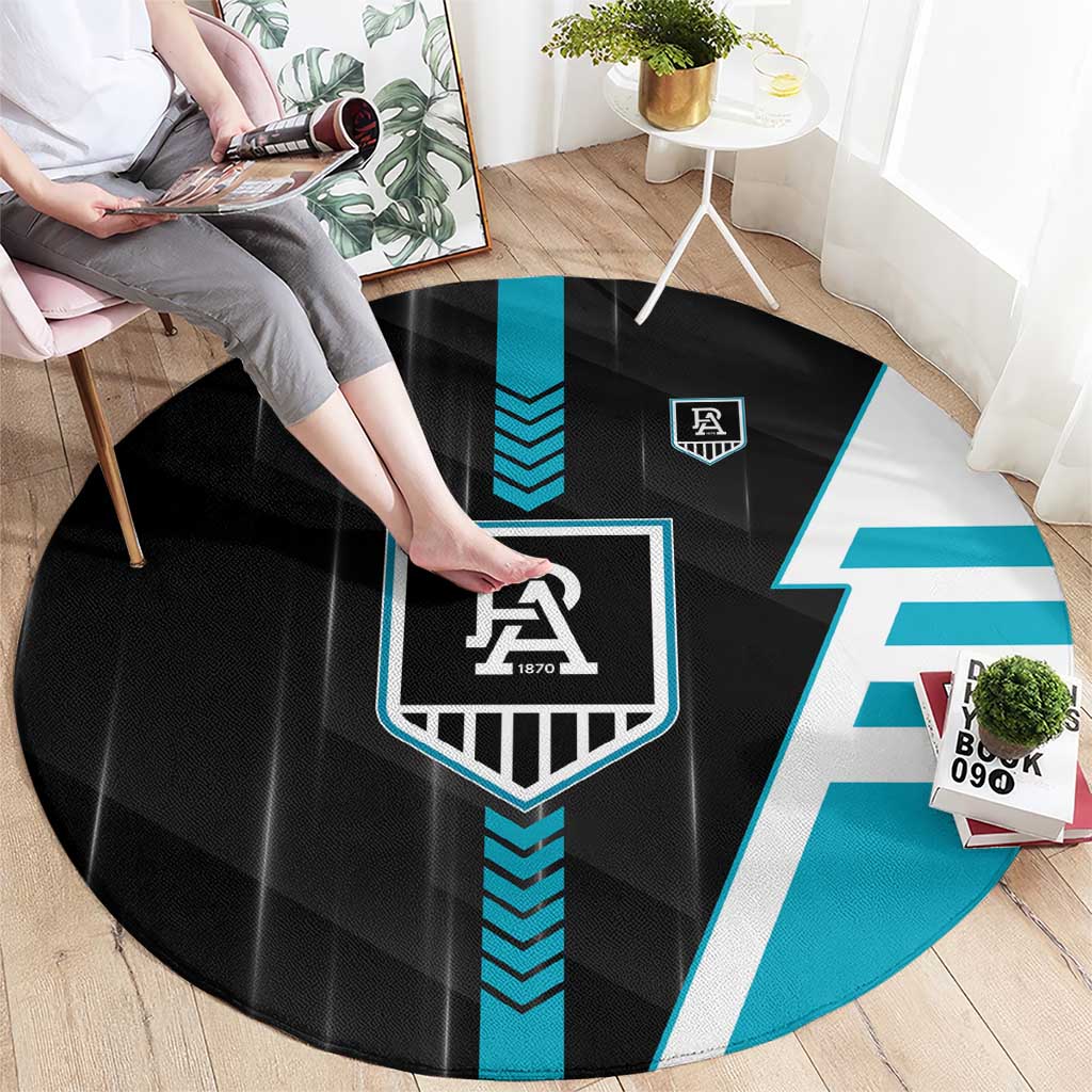 Port Adelaide Power Round Carpet Modern Geometric Sports Graphic Style